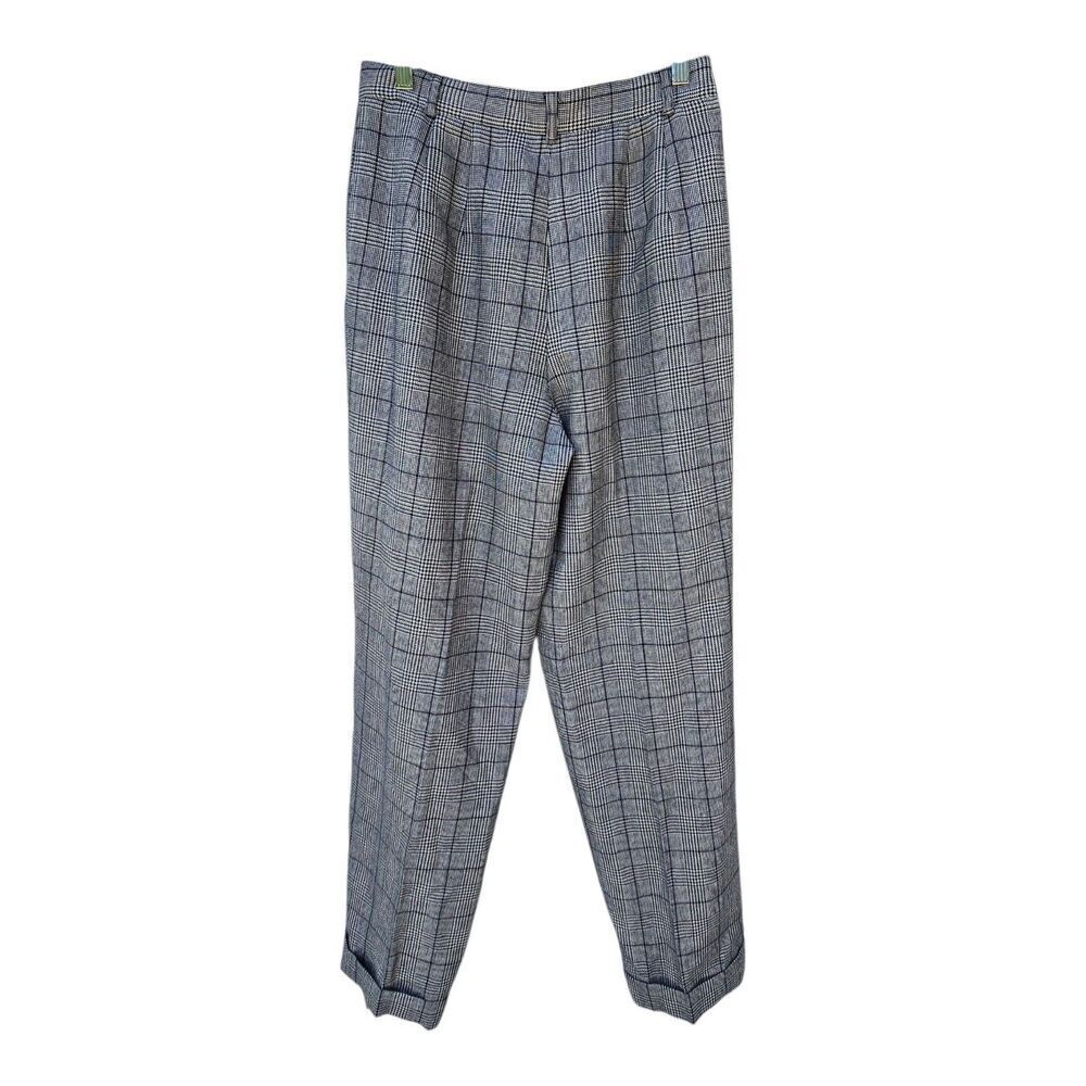 Vtg Talbots Women's Glen Check Plaid Wool Pants Pleated High Waisted Academia - Picture 2 of 8